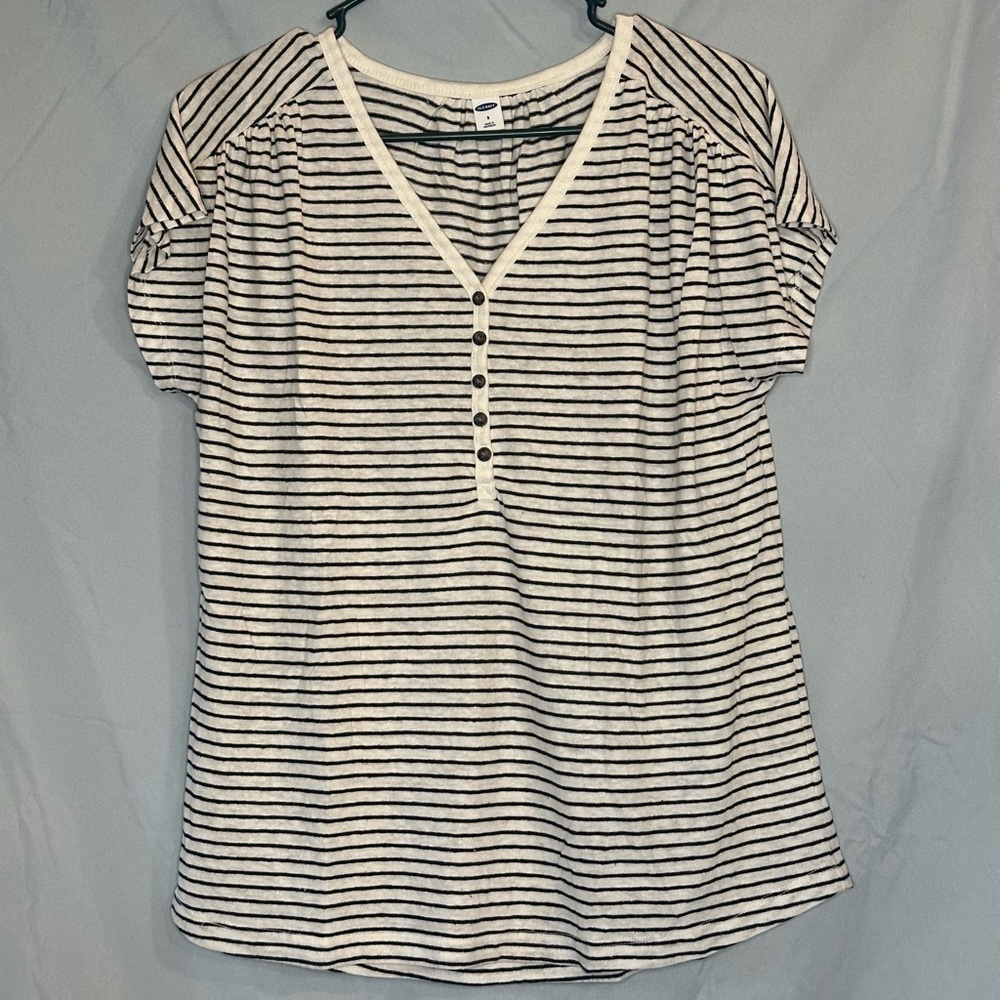 Half Button Stripe Top